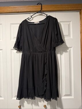 Black front crossover dress